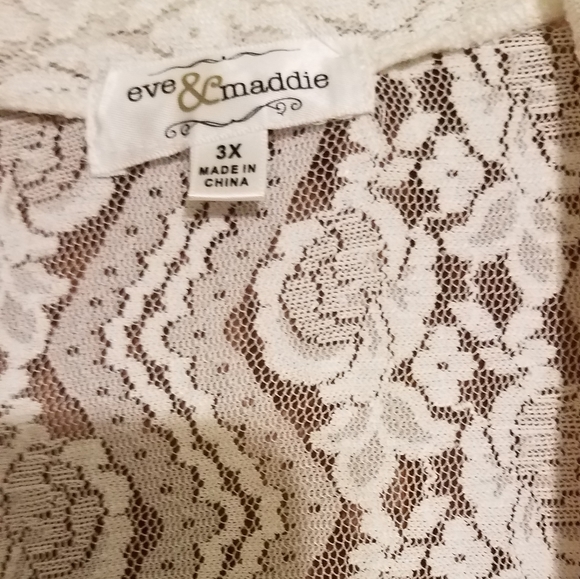 Cream lace shrug, 3xl, 3/4 sleeve - Picture 4 of 6